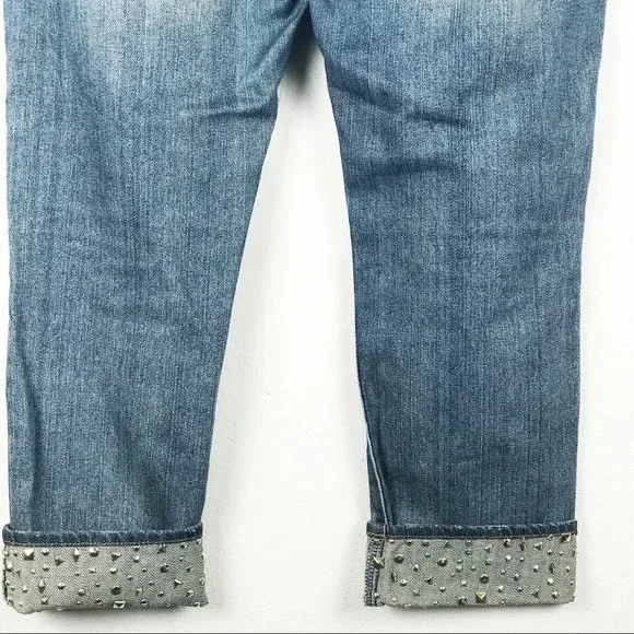Michael Kors Sexy Boyfriend Jeans 6 Studded Cuff Crop - Picture 2 of 10